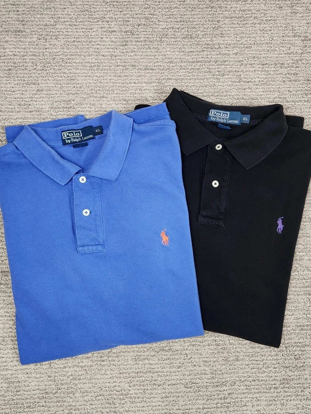 Polo Ralph Lauren Set Of 2 Shirts Mens XL Blue Black Embroidered Pony Preppy